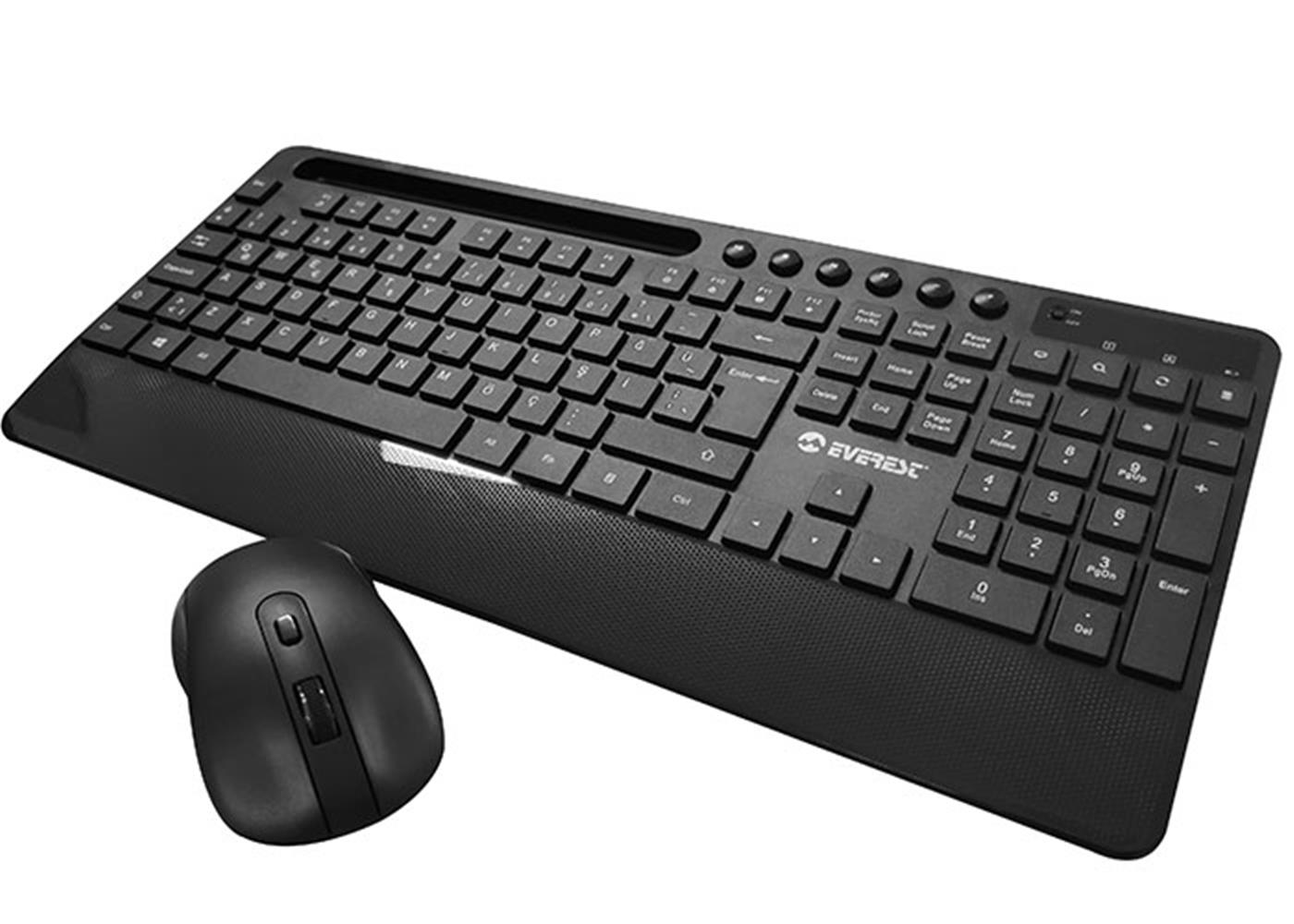 102900 Everest KM-9676 Siyah Kablosuz 800-1200-1600 dpi Q Standart Klavye + Mouse Set - Görsel 1