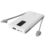 S-link IP-T100C 10000mAh Lightning+Micro+Type C Kablolu Powerbank Beyaz LCDli - Görsel 2