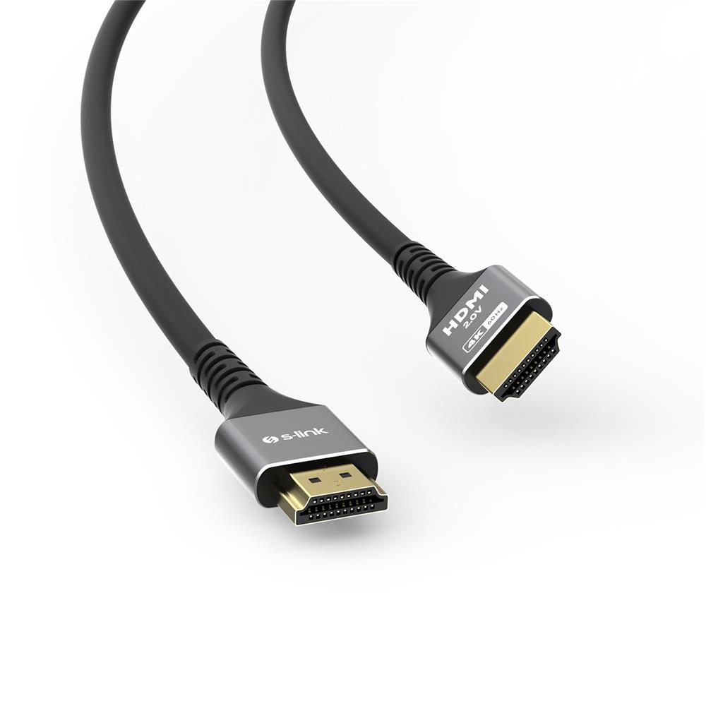 104644 S-link SLX-HD4K015 19+1 HDMI to HDMI 1.5mt Metal v2.0 4K (4096-2160) 60Hz Kablo - Görsel 1