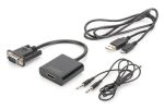 Digitus DA-70473 VGA  -  HDMI Çevirici + Ses (3.5mm), Full HD (1080p), Kablolu, 15 cm, Siyah Renk - Görsel 2