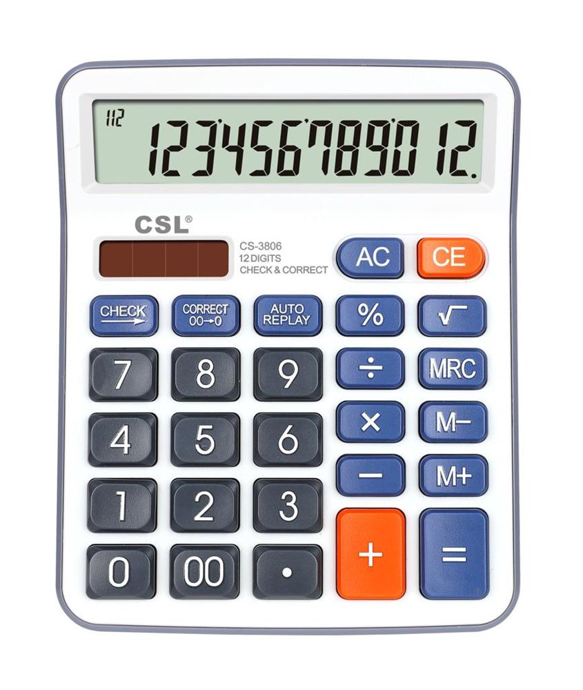 105650 CSL CS-3806 12 Hane Masa Tipi Hesap Makinesi - Görsel 1