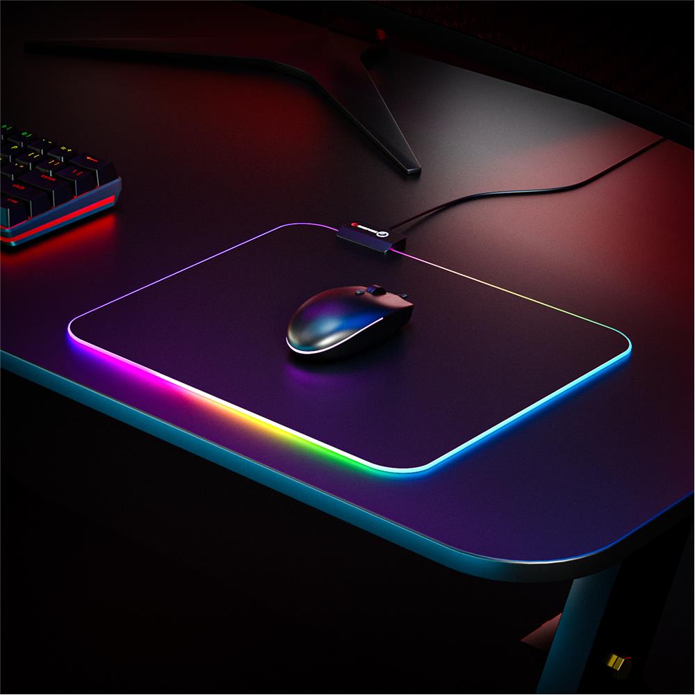107126 Rampage Pulsar MP-21 Siyah 252-328-3mm RGB Ledli Gaming Mouse Pad - Görsel 1