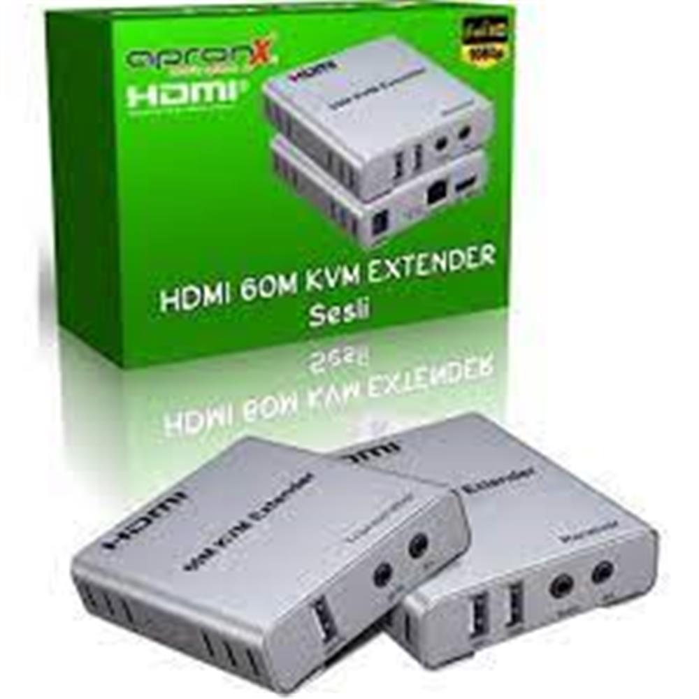 107699 Apronx APX-120M Cat5e-Cat6 120 metre 4K KVM HDMI Extender - Görsel 1
