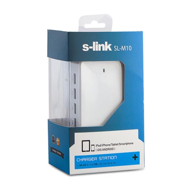 S-link SL-M10 6.2A 4-Usb Beyaz Usb şarj