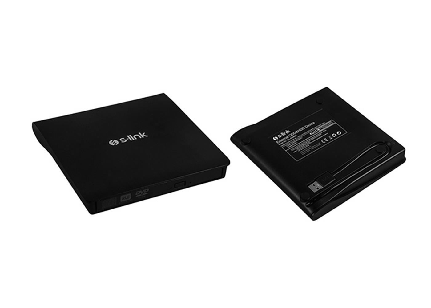 108548 S-link SL-DRW06 USB 3.0 DVD-R-CD-R-RW- Dvd-Rw Ultra Slim Harici Optik Yazıcı Siyah - Görsel 1