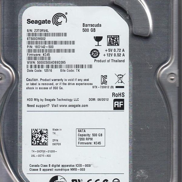 Seagate 500GB ST500DM002 BarraCuda SATA 3.0 7200 RPM 3.5" Harddisk (İthalat)
