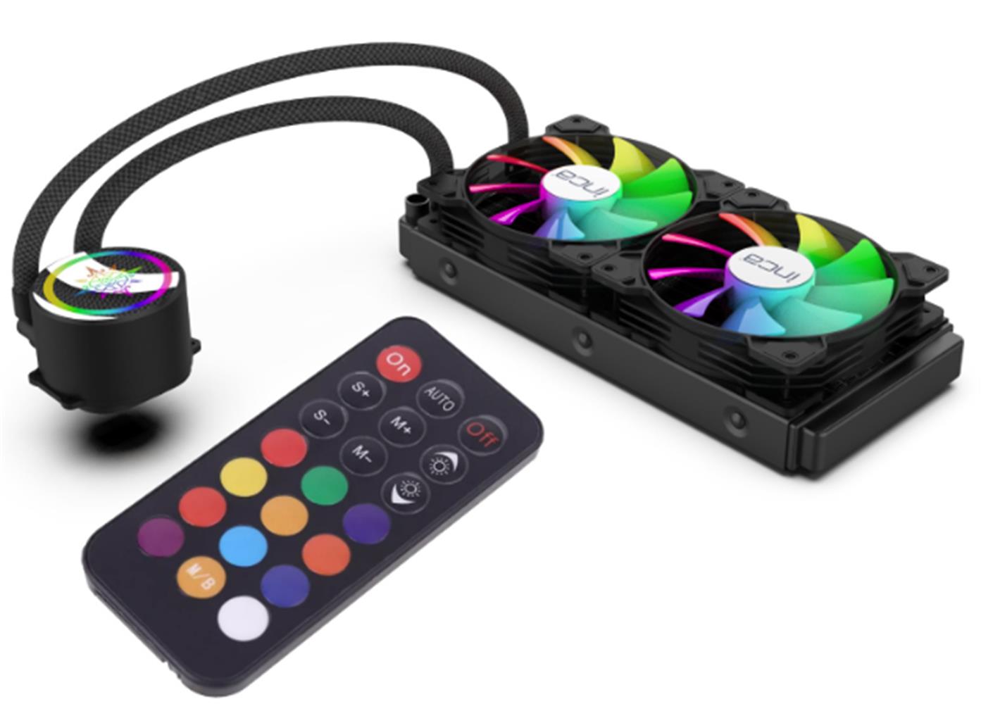 109191 Inca ISS-02XN Intel-amd 2X120MM Argb LED Fanlı Am5 Control Remote Cpu Liquid Cooler - Görsel 1
