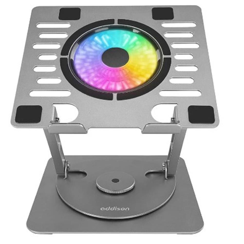 109985 Addison AD-RC35 360 Derece Dönebilen Fanlı RGB Işıklı Metal Laptop Stand - Görsel 1
