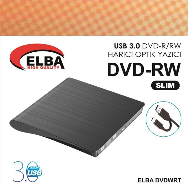 Elba DVDWRT Harici Dvdrw Slim, Siyah Dvd Yazıcı Writer