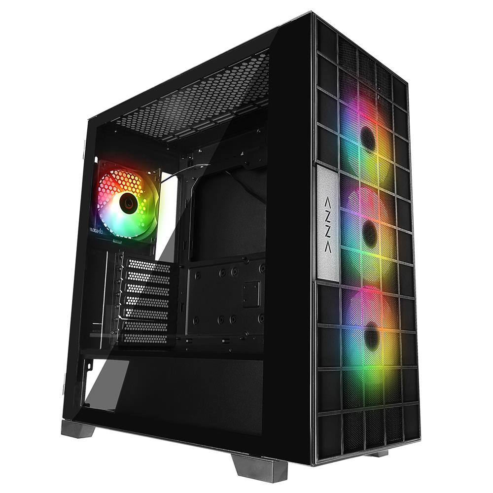113825 Rampage AZZA V2 Temperli Camlı Siyah 4-12CM ARGB Fan + Type-C ATX Mid-T Gaming Oyuncu Kasası - Görsel 1