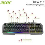 Acer OKW213 Gri RGB Rainbow Backlit Gaming Keyboard Rainbow (Kablo Uzunluğu 1,5mt)
