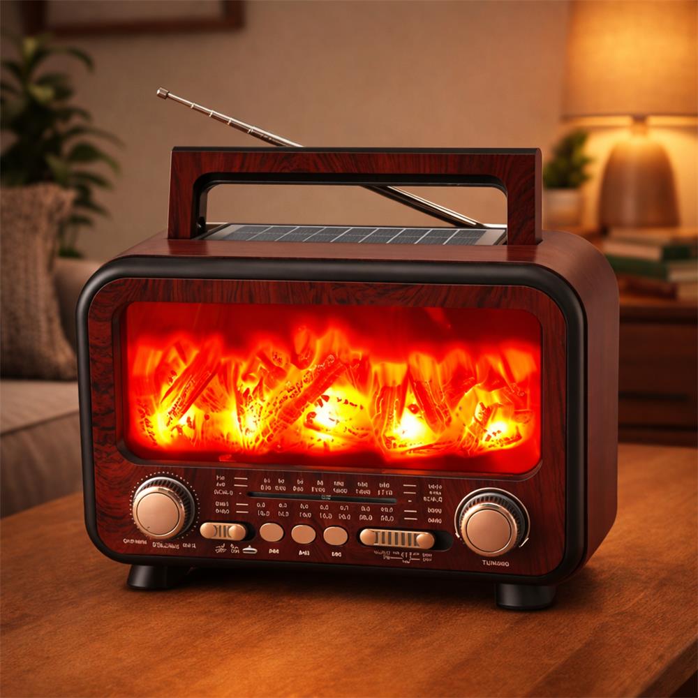 115048 Everton Rt-754 Bluetooth Fm-Usb-Tf-Aux Şarjlı Nostaljik Radyo (Solar Panel) - Görsel 1