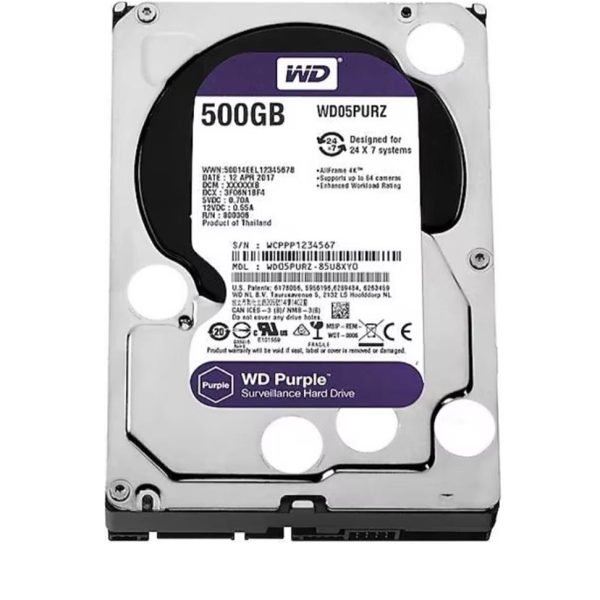 Wd 500Gb Purple WD05PURZ 3.5" 5400 RPM SATA 3 Harddisk