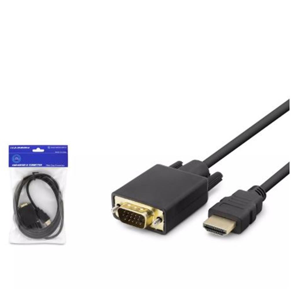 115655 HADRON HDX7795 HDMI TO VGA KABLO PVC 120HZ 1080P 1.8mt SİYAH - Görsel 1