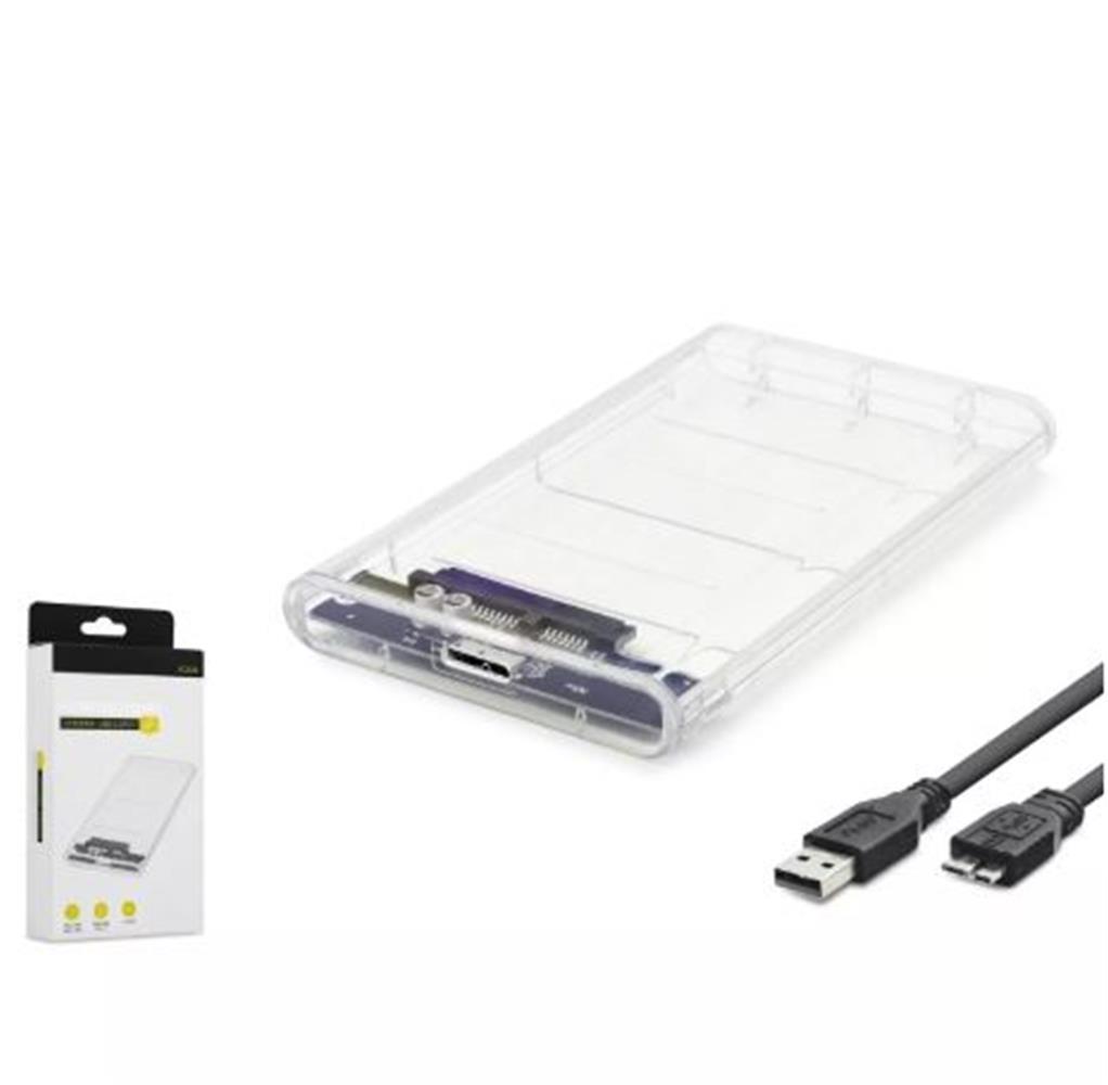 115773 HADRON HDX1760 HDD KUTU USB3.0 PLASTİK SATA 2.5" TRANSPARENT - Görsel 1
