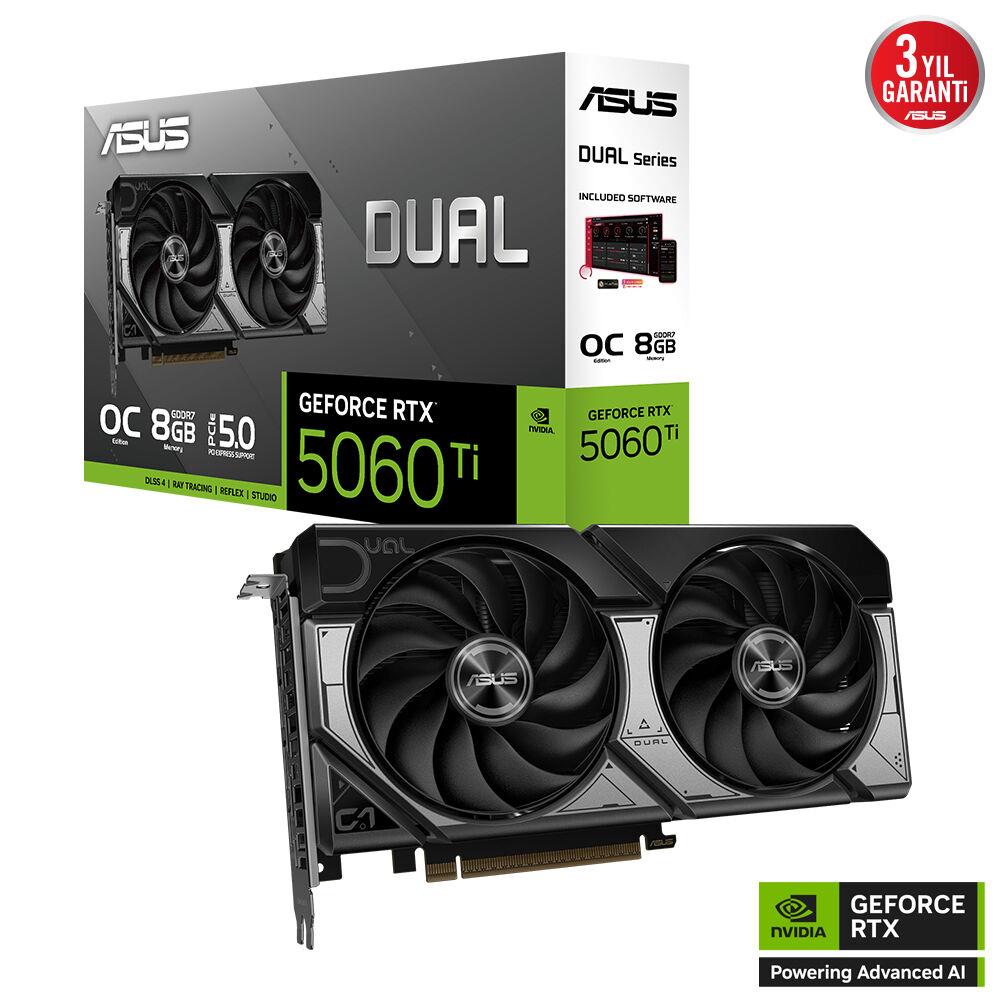 115905 Asus Dual GeForce RTX 5060 Ti 8GB GDDR7 OC Edition 28 Gbps 128-bit DUAL-RTX5060TI-O8G Ekran Kartı - Görsel 1
