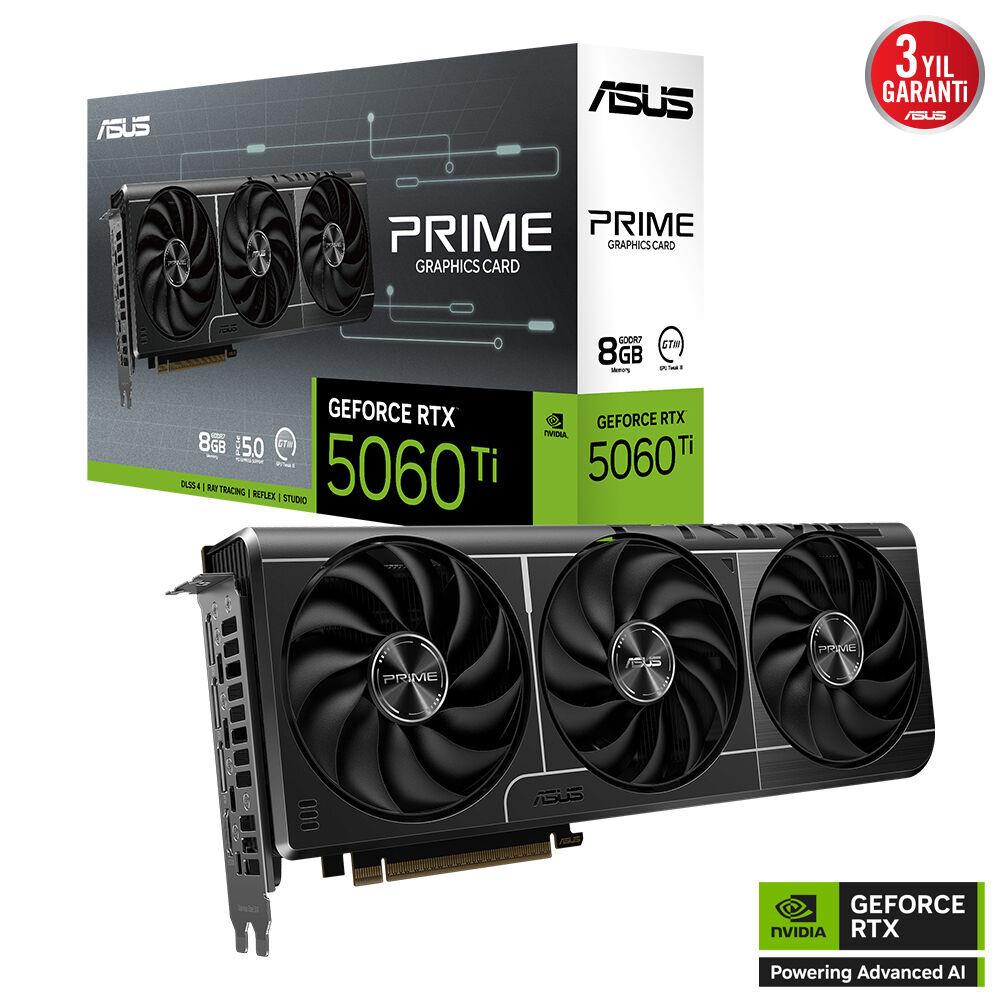 115906 Asus PRIME GeForce RTX 5060 Ti 8GB GDDR7 28 Gbps 128-bit PRIME-RTX5060TI-8G Ekran Kartı - Görsel 1