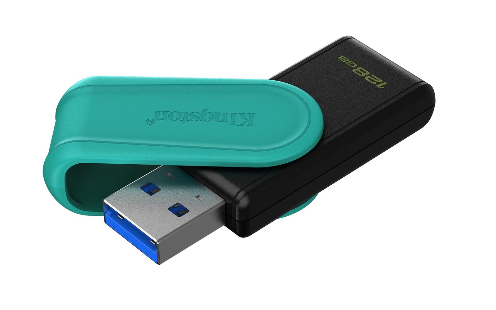 115987 Kingston DTXS-128GB 128GB Portable USB 3.2 Gen1 DataTraveler ExodiaS (Black-Turquoise) Flash Bellek - Görsel 1