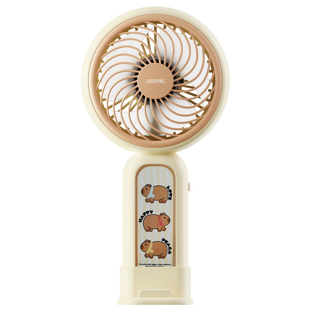 116576 Asonic AFN20 Krem 250mAh Dahili Pil Elde Taşınabilir Masaüstü Usb Fan Şarjlı Type-c Şarj - Görsel 1