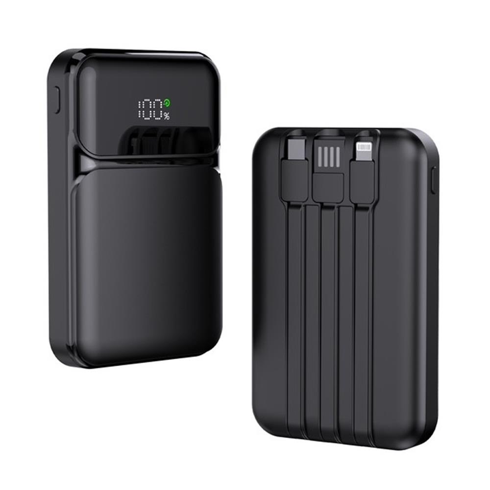 117062 SnapMax SNP-3006 10.000 mah Hızlı Şarj LED Göstergeli 3in1 Dahili Kablolu Powerbank - Görsel 1