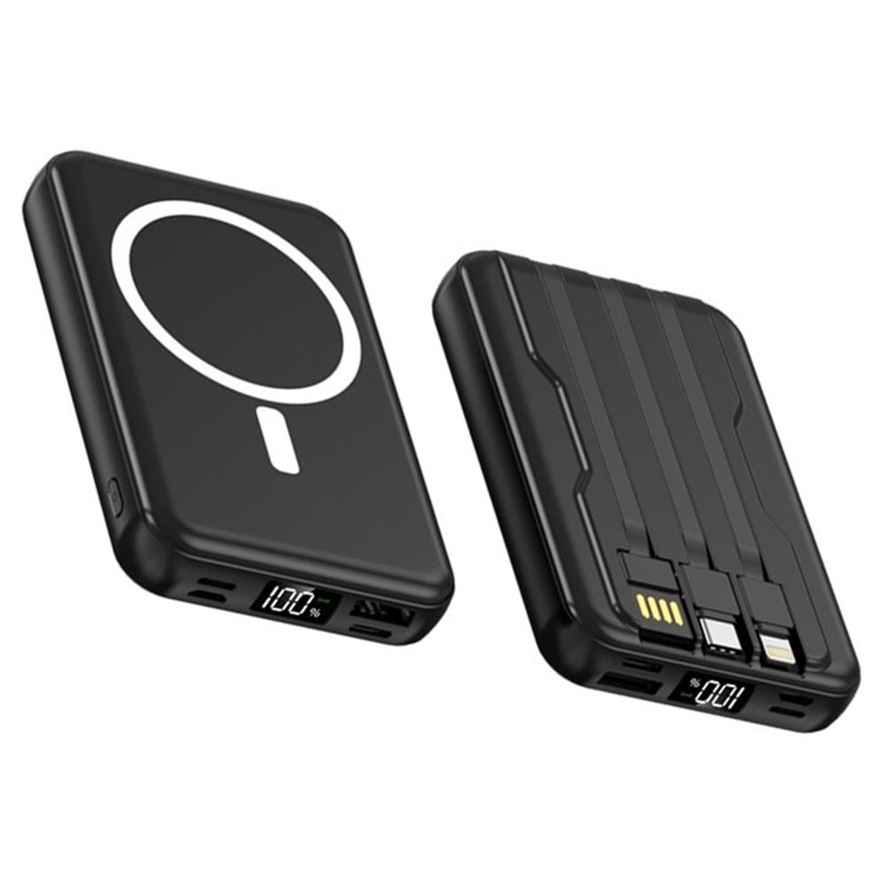 117065 SnapMax SNP-3005 10.000 mah Kablosuz Hızlı Şarj Magsafe Powerbank LED Ekranlı Çoklu Girişli - Görsel 1