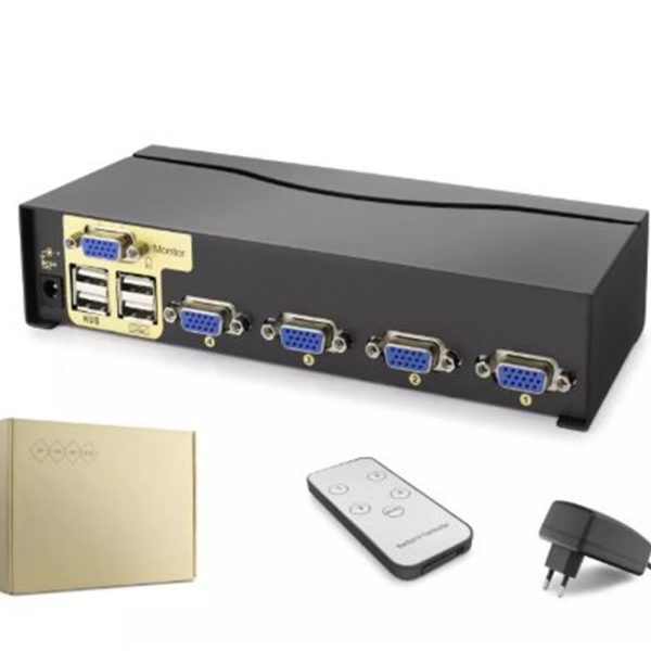 Hadron Hdx1381  4 Port  Vga Kvm Switch Uzaktan kumanda 5V adaptör
