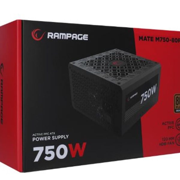 Rampage MATE M750-80PB 750W 12cm Fan Full Modular 80 Plus Bronze Aktif PFC Siyah Power Supply
