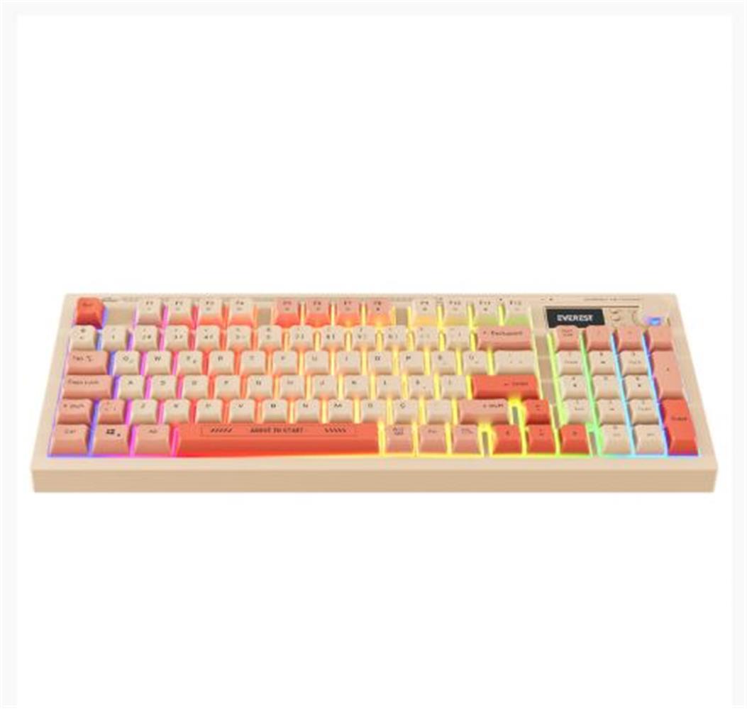 117527 Everest KB-85 SILENT PRO Kablosuz Bej-Pembe-Turuncu SESSİZ RGB Wireless 2.4Ghz Q Oyuncu Klavyesi - Görsel 1