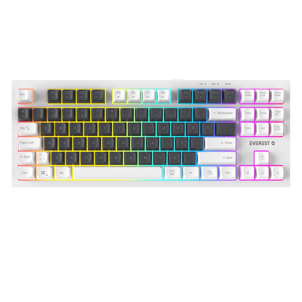 117532 Everest KB-98 SILENT TKL Gri Mavi-Beyaz Rainbow Q Membrane Klavye - Görsel 1