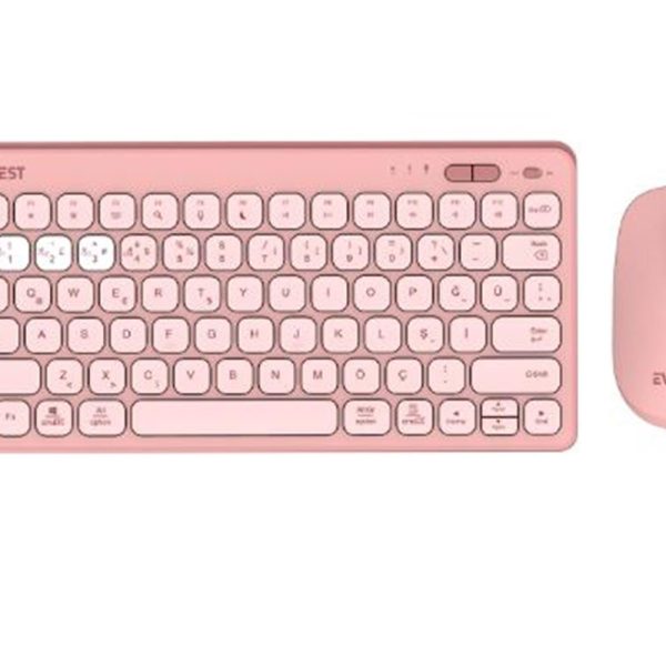 Everest LUMI KM-BT903 Pembe 3in1 3 BT + 2.4 1600dpi  Q Kablosuz Klavye + Mouse Set