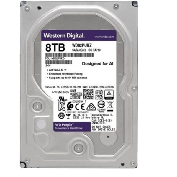Wd 8Tb Purple WD82PURZ 7200RPM 256MB 7x24 Güvenlik Harddisk (İthalat)