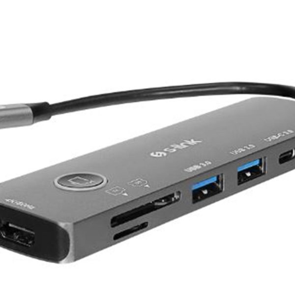 S-link SW-U707 HDMI Gri Metal 7 in 1 2-USB 3.0, 1-Type-C  HDMI 4K60HZ, SD ve TF Type C Hub Adaptör