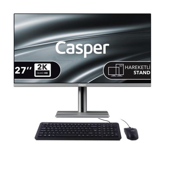 Casper Nirvana A97.255H-BE00X-V-G Gri Ultra 7 255H Ai 16GB 480GB NVME 27" Pivot FreeDOS All In One