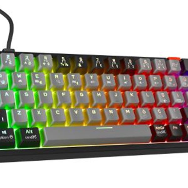 Rampage YORU MINI Gri-Siyah Type-C Bağlantılı OUTEMU Red Swich Q Mekanik Gaming Oyuncu Klavye RGB