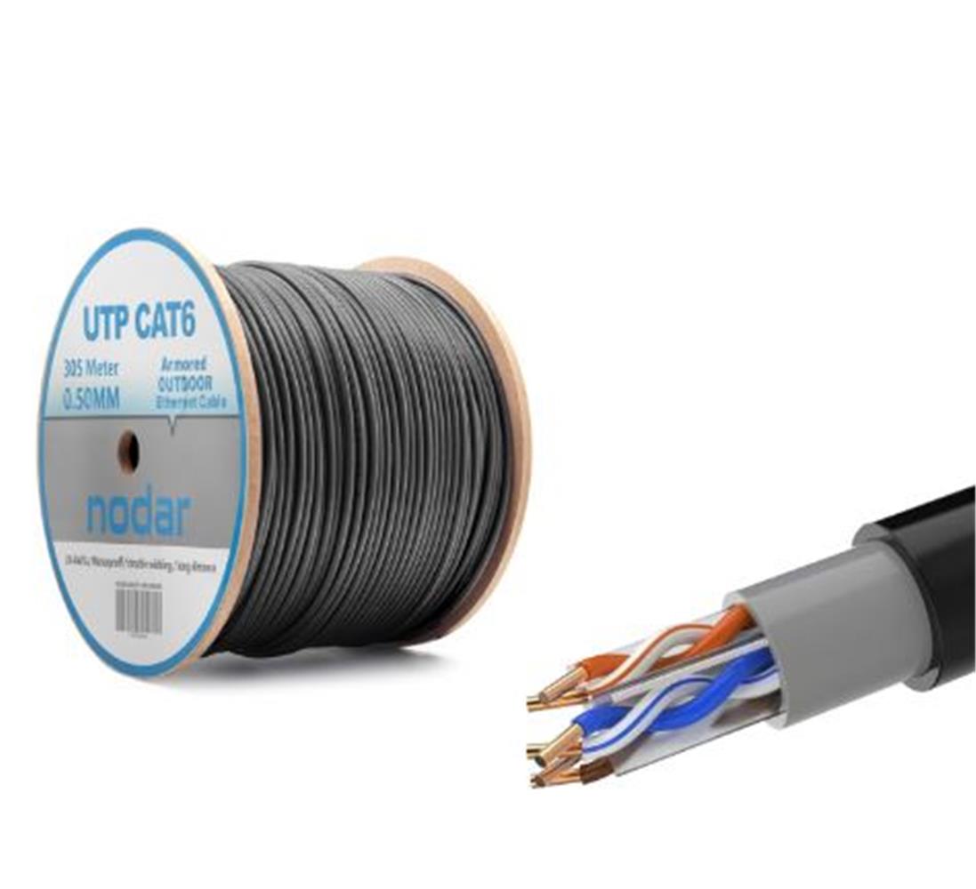 118474 Nodar Nd2001 Utp Cat6 Dışmekan Kablo 23Awg Çift Pvc 4P- 1-0.57Mm Cca 305mt Siyah - Görsel 1
