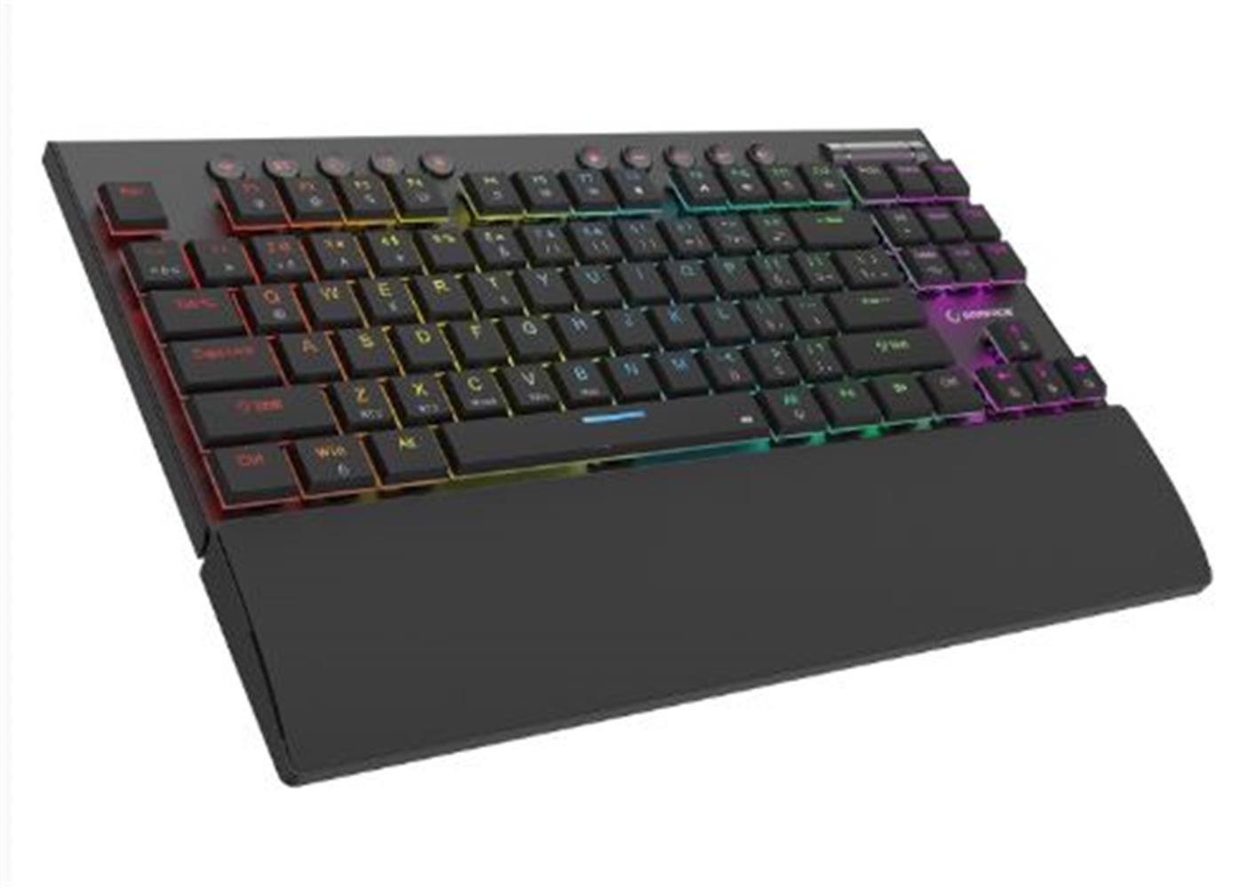 119061 Rampage BERU Siyah 2.4G + BT Wireless RED SWITCH Mekanik Gaming Oyuncu Klavye Slim RGB - Görsel 1
