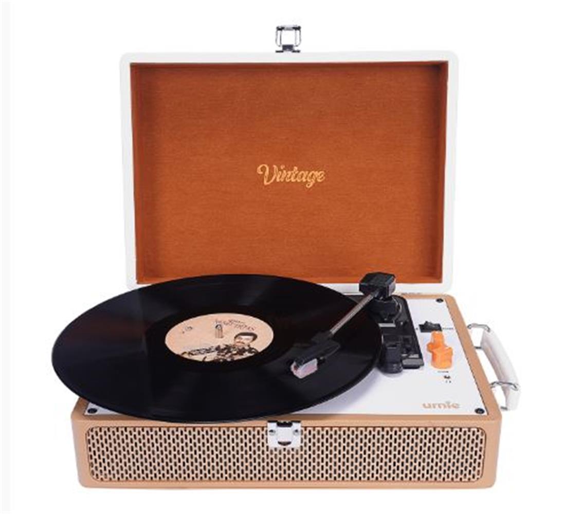 119159 UMİE Vintage UM-P353 Pikap Bluetoothlu 3.5mm AUXIN&RCAO Destekli Müzik Kutusu - Görsel 1