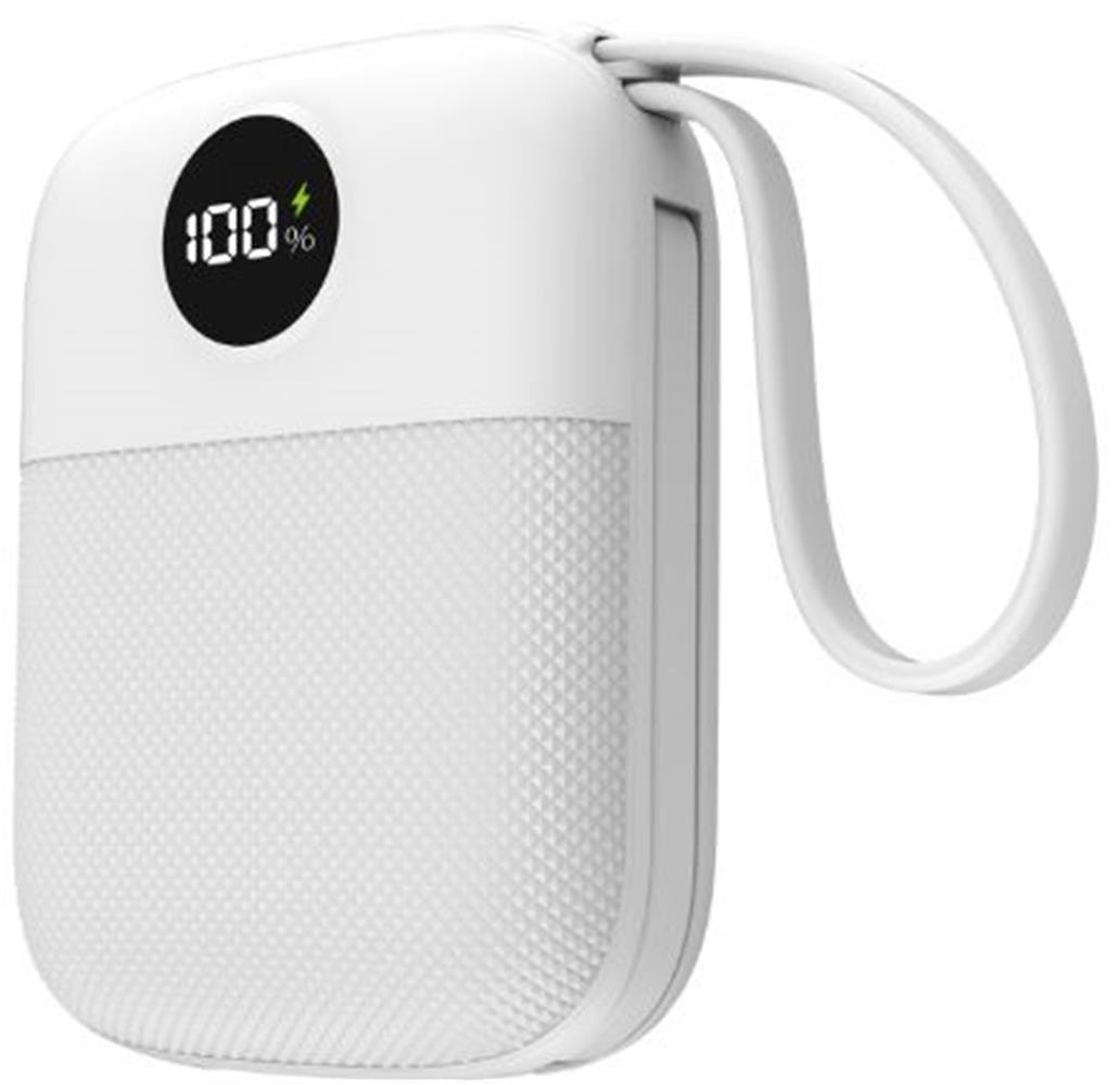 119402 S-link MP110 10000mAh PD22.5W Type-C+Lightning Kablolu Beyaz Pil Şarj Cihazı Powerbank - Görsel 1