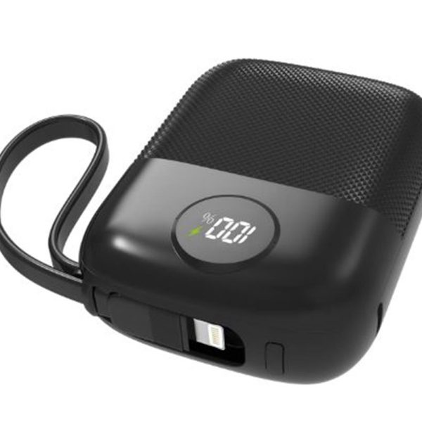 S-link MP110 10000mAh PD22.5W Type-C+Lightning Kablolu Siyah  Pil Şarj Cihazı Powerbank