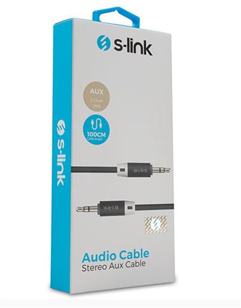 119489 S-link SL-SP70 1m Siyah 3.5mm Stereo Ses Kablosu - Görsel 1