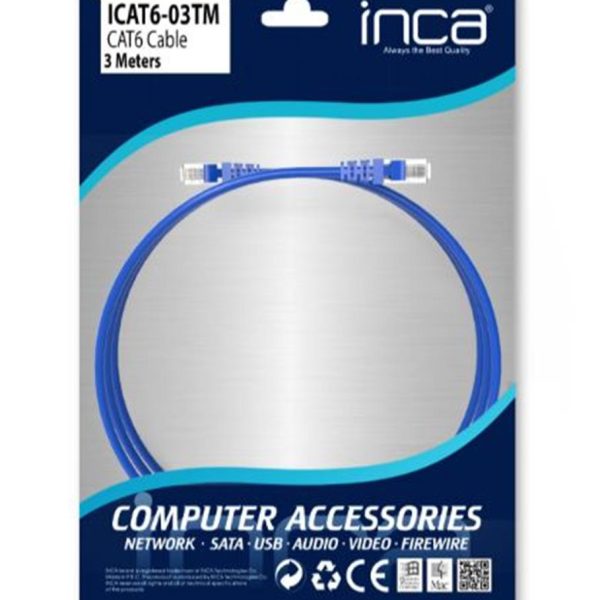 INCA ICAT6-03TM  3  Metre Mavi Kablo
