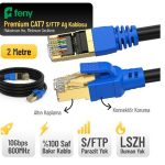 Feny FN-CAT7LS02 10GBPS İnternet 600MHZ 2 Metre CAT7 Gold Patch Kablo (Yanmaz- yüzde 100 Saf Bakır)