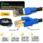 Feny FN-CAT7LS03 10GBPS İnternet 600MHZ 3 Metre CAT7 Gold Patch Kablo (Yanmaz- yüzde 100 Saf Bakır)