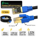 Feny FN-CAT7LS15 10GBPS İnternet 600MHZ 15 Metre CAT7 Gold Patch Kablo (Yanmaz- yüzde 100 Saf Bakır)