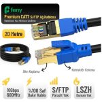 Feny FN-CAT7LS20 10GBPS İnternet 600MHZ 20 Metre CAT7 Gold Patch Kablo (Yanmaz- yüzde 100 Saf Bakır)
