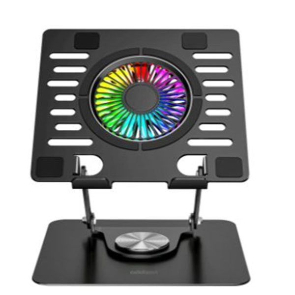 Addison AD-RC36 Steely 360 Derece Dönebilen Fanlı RGB Işıklı Ayarlanabilir Siyah Metal Laptop Stand