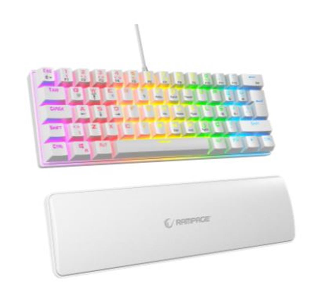 120707 Rampage ALLY K11 Beyaz Rainbow Q Gaming Oyuncu Klavye Bilek Destekli Blue Switch - Görsel 1