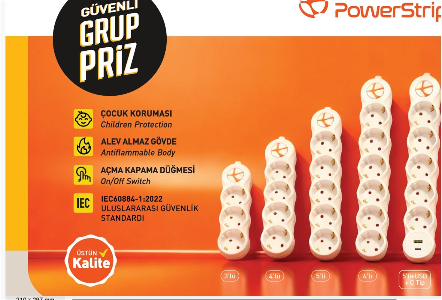 120779 Tuncmatik Powerstrip3 3Lü - Görsel 1