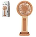 Feny FN-F25 Krem- Kahverengi Kademeli Ultra Sessiz Şarjlı Taşınabilir,Standlı 500Mah Mini El Fanı - Görsel 2