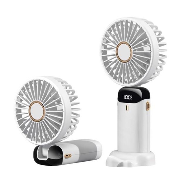 Feny FN-F30 Beyaz Kademeli Ultra Sessiz Led Göstergeli Katlanabilir Şarjlı 1200Mah Mini El Fanı